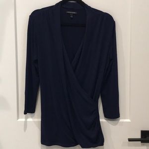 Hawthorn Faux Wrap Top Sz L Navy Blue